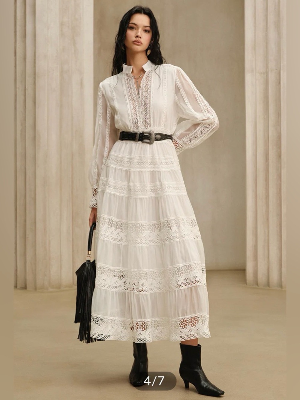Commense semi sheer lace panel maxi dress without belt - Picture 2 of 10